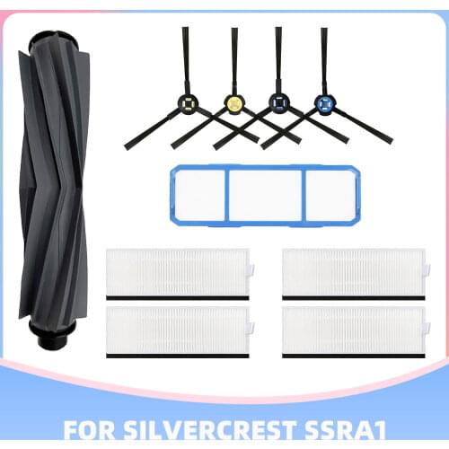 High Efficiency Roller Silicone Brush Side Brush HEPA Filter for Silvercrest SSRA1 Robotic Vacuum Cleaner Accessories