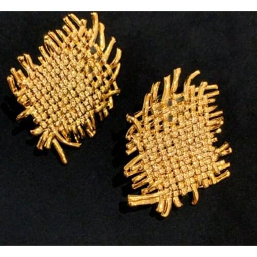 Retro Metal Knit Stud Earrings For Women 2021 Personality Gold Tone Geometry Korean Earrings Jewelry Original Earings Bijoux
