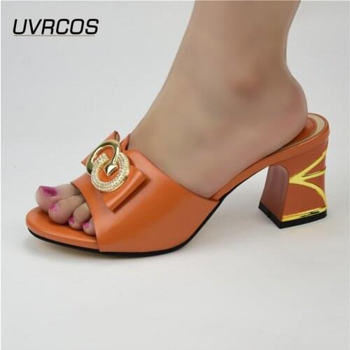 Special Arrivals Wedding Orange Color Nigeriain Simple Party Prom Summer Elegant Fashion Casual Shoes Women Sandals Plus Size
