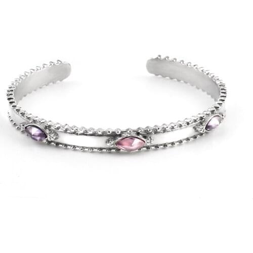 2 Rows Silver color Opening Bracelet Womens Crystal Rhinestone Bangles gear Bracelets Wedding Party Charms Jewelry wholesale