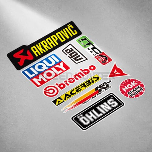 1 Set Car Stickers Motocross Helmet Decorate Decals for GP Racing Sponsor Filter Plug Power Suspension