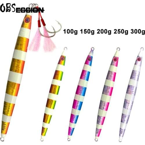 OBSESSION Japan Laser Vertical glow fast fall Jig lure 100g 150g 200g 250g 300g 1pcs 4pcs Sinking lead fishing lure Metal jig