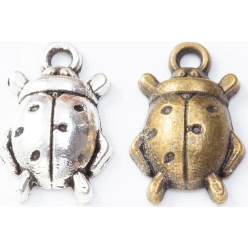 100pcs 17*11MM Antique Vintage Silver color bug beetle charms metal alloy pendants for bracelet necklace diy jewelry making