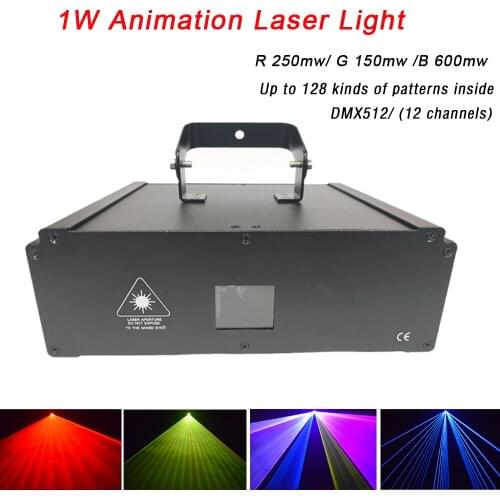 1000MW RGB Multi Color DMX Laser Lights 1W Full Color Laser Beam Animation Scan DJ Laser Projector Party Stage Decor lazer Light