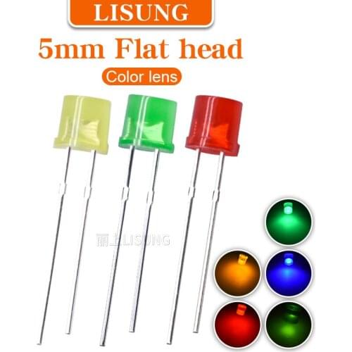 1000pcs/Bag 5mm LED Light Emitting Diode Flat Top Diffuse Red Blue Green Yellow Color lens Bulb Lamp 2V 3V Indicator