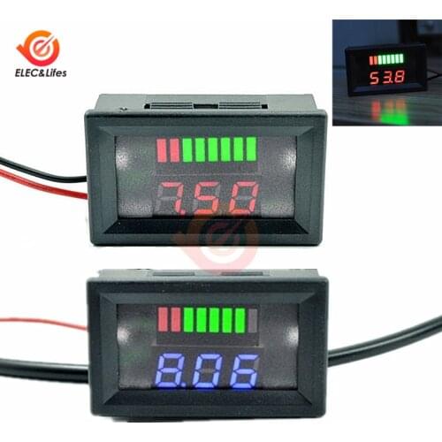 12V Car Lead Acid Battery Charge Level LED Indicator Battery Tester Lithium Battery Capacity Meter Detector DC Mini Voltmeter