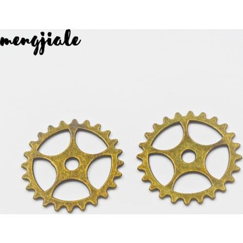 16pcs/lot Antique Bronze Punk Wheel Gear Antique Charms Pendant Fit Retro Necklace Bracelet DIY Jewelry Making 25mm Dia