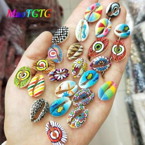 20pcs/Lot Painted Natural Shell Beads For Jewelry Making DIY Charm Necklace Bracelet 18-20mm Multicolor Spacer Beads Accessories