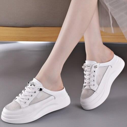 2021 Summer Single Mesh Hollow Student Mesh Casual Shoes Breathable Semi-supporting Increased Sports White Shoes Womens Shoes
