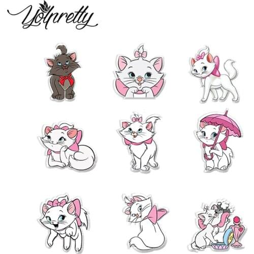 2021 Marie Cats Cartoon Acrylic Brooches Resin Epoxy Acrylic Badge