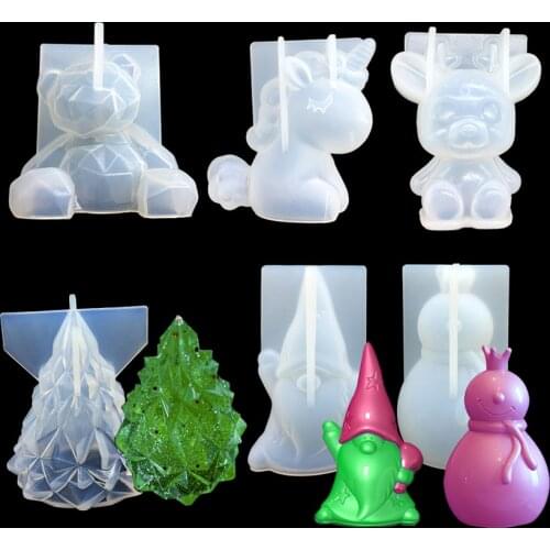 3D Bear Unicorn Christmas Tree Deer Cat Duck Lion Wolf Gorilla Silicone Mold Fondant Cake Decorating Tools