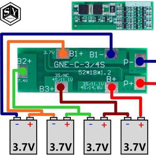 Great IT 4S 8A Polymer Li-ion Lithium Battery Charger Protection Board For 4 Serial 4pcs 3.7 Li-ion Charging Protect Module BMS