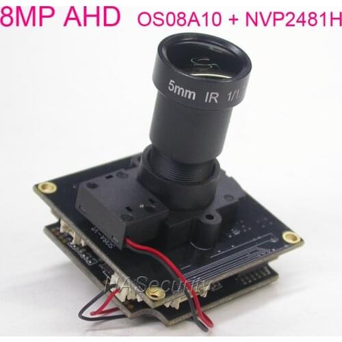 AHD 8.0MP @15FPS 3840 x 2160 1/1.8" OmniVision OS08A10 CMOS + NVP2481 CCTV camera module PCB board +OSD cable +IRC+5mm 12MP Lens