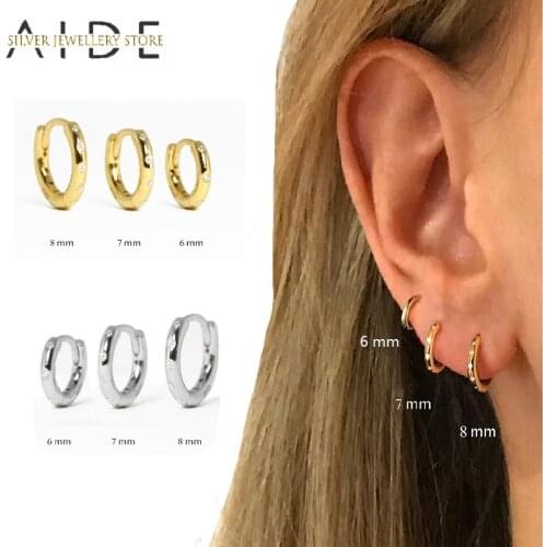 AIDE Hot 6/7/8mm O Shaped Hoop Earrings for Women Minimalist Geometric Round 925 Sterling Silver Earrings Fine Jewelry kolczyki