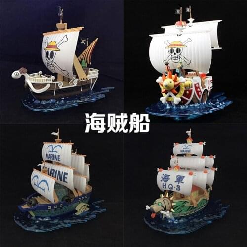 Anime One Piece Luffy Navy Ship Scene Action Humanoid Model Boxed Decoration Toy Doll Childrens Friend Gift 4 Pieces Pack Unisex