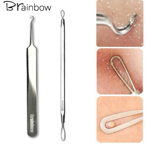 Brainbow 2pc/pack Acne Needle Blackhead Tweezer Face Skin Care Tools Blackhead&Blemish Removers Facial Beauty Tools Pore Cleaner