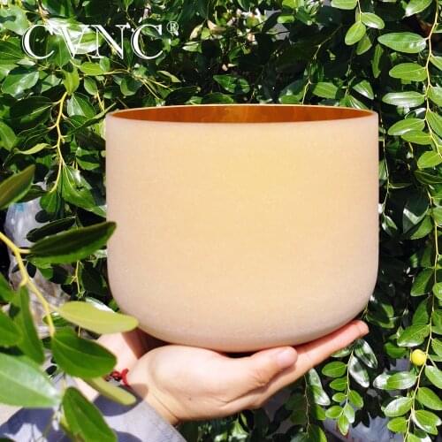 CVNC 6 inch Chakra Note CDEFGAB any one Gold Frosted Quartz Crystal Singing Bowl 432Hz