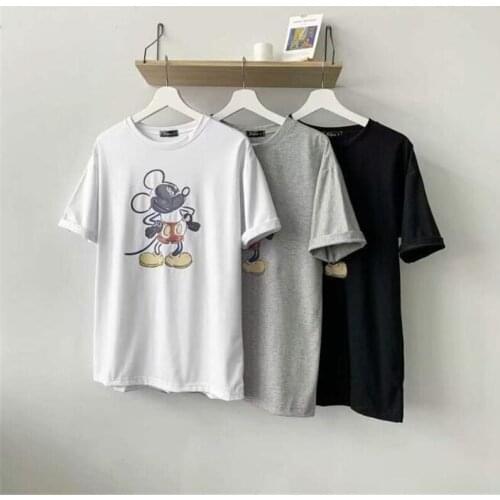 Disney Harajuku Mickey Mouse T-shirts Summer Tops Funny Cartoon Tee Women Fashion Short Sleeve Tshirt Casual Loose Men T-shirt