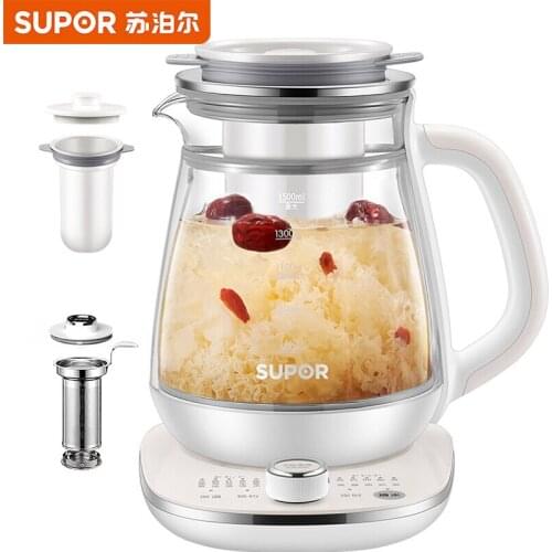 SUPOR 220V Health Pot 1.5L Tea Pot Flower Tea Pot Glass Electric Kettle Thermal Insulation Tea Pot