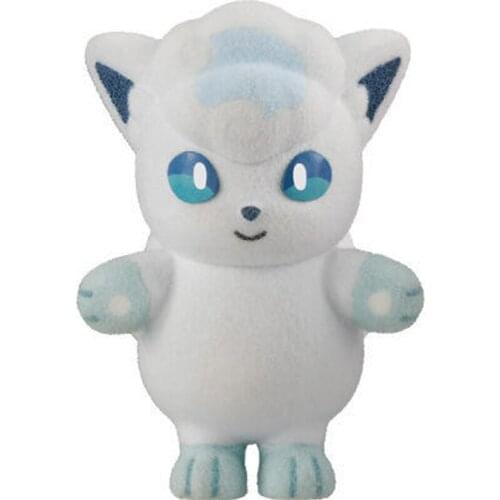 Bandai Genuine Flocking Pokemon Pikachu Eevee Vulpix Flannel Action Figure Model Toys Collectibles for Fans Gift