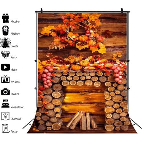 Yeele Photocall Autumn Backdrop Maple Wood House Flowers Baby Portrait Photos Background Photography Studio Shoot Photographic
