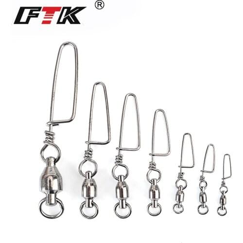 FTK 1 Pack 1#-10# Ball Bearing Fishing Swivel With Coast Look Snap Fishing Hook Lure Connector Terminal Fishing Tackle