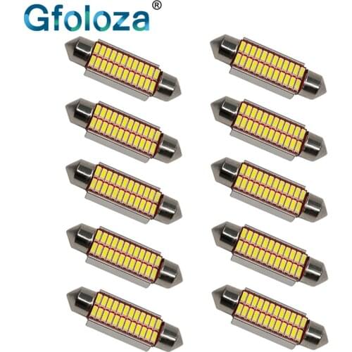 Gfoloza 10Pcs c10w C5w LED Festoon 31mm 36mm 39mm 41mm LED Canbus Bulbs 4014 SMD Car Interior Reading Light Dome Lamp White 12V