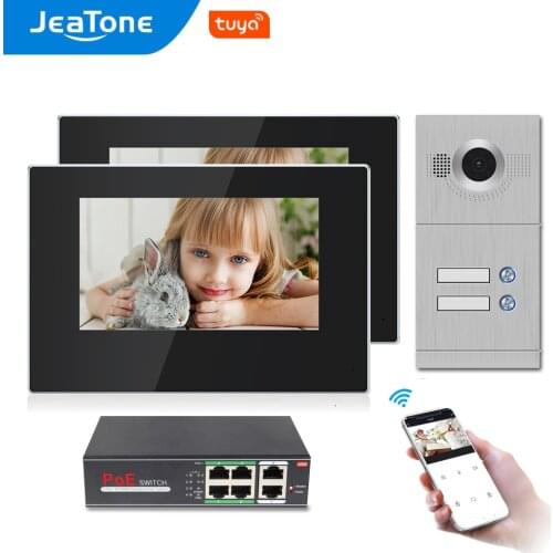 720P WiFi IP Video Door Phone Video Intercom 2-Apartments Door Access Control System iOS/Android Mobile APP Remote Unlock Alarm