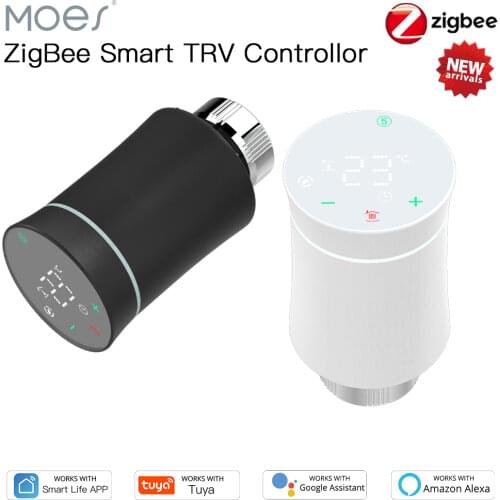 Moes Tuya ZigBee3.0 New Radiator Actuator Valve Smart Programmable Thermostat Temperature Heater TRV Alexa Voice Control