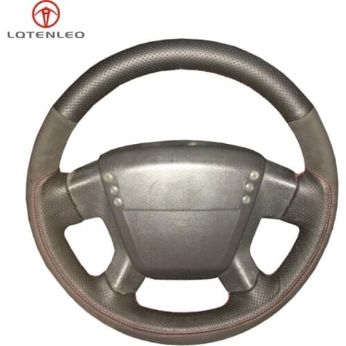 LQTENLEO Black Genuine Leather Suede Hand-stitched Car Steering Wheel Cover For Jeep Compass 2006-2010 Old Patriot 2007-2010