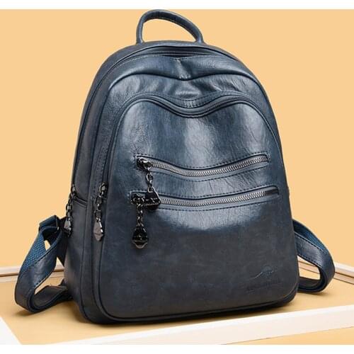 High Quality Leather Women Backpack Casual Student Backpack Large Capacity Travel Backpack School Bags for Teenage Girls Mochila