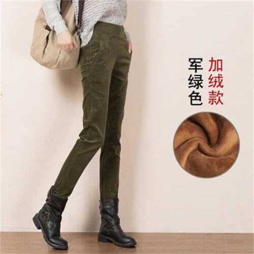 Plus Size 27-40 Women Pencil Pants high waist Skinny Black Thick Velvet Warm Winter Leggings corduroy Feminina Trousers T745