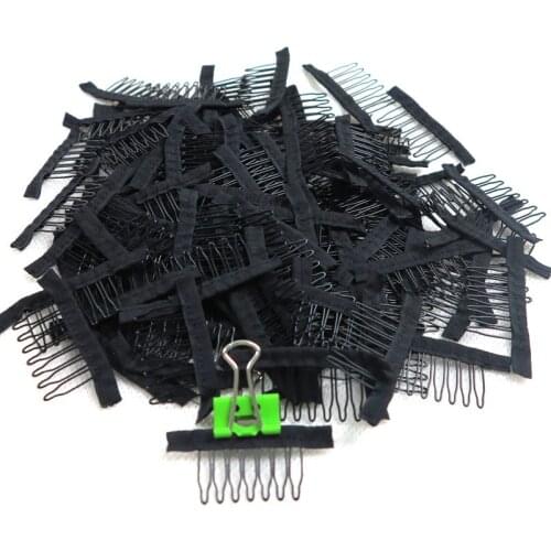 Hot Selling 40 Pieces 7-teeth Durable Black Comb Clips For Hair Extensions Small Wig Combs Clips For Wig Caps