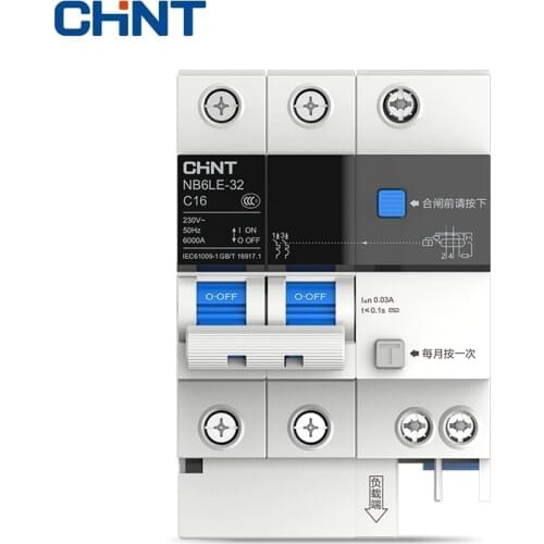 CHINT Earth Leakage Miniature Circuit Breaker Overload Protection NB6LE-32 2P Series Household Air Switch 16A 20A 25A 32A