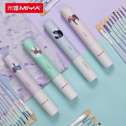 MIYA HIMI Artist Paint Brush Set - 9 Different Sizes Paint Brushes Suitable for Watercolor Gouache Painting Wash Bristle