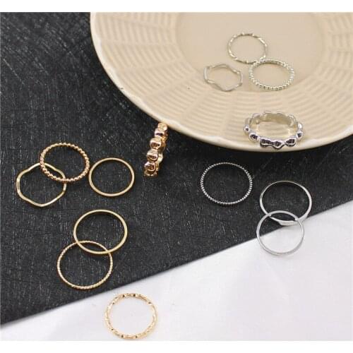 Fashion 7 Pcs/set Simple Ring Knuckles Metal Chain Rings for Women Girls Gold Silver Color Ring Party Jewelry Accessories Gift