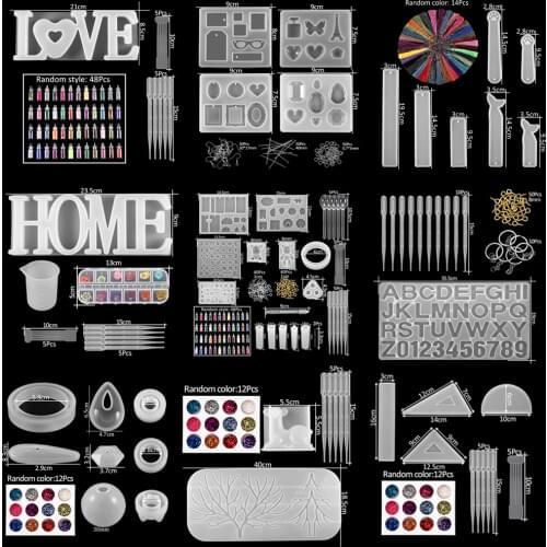 19 Styles Jewelry Epoxy Resin Casting Mold Set Mixed Style UV Resin Tool Mold DIY Handmade Jewelry Making Findings Kits Supplies