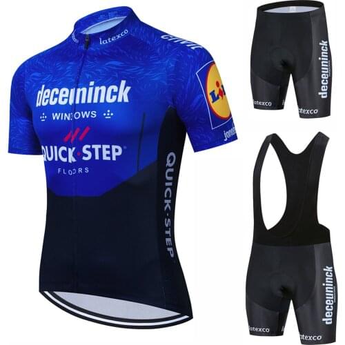 2020 Quick step Pro team Short sleeve Cycling Jersey Set Summer Bicycle Clothing 19D Gel pad Racing Quick drying Bike Clothes