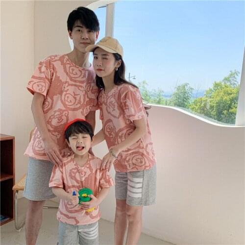 Mom and son mother and daughter children clothes boys kids clothes animal printed family matching clothes