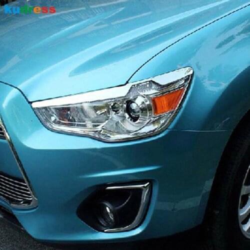 For Mitsubishi ASX 2010 2011 2012 5dr Hatchback ABS Chrome Car Head Light Cover Trim Headlight Lamp Covers Stickers Accessories