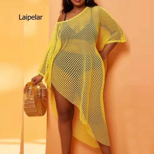 New Beach Blouse Pullover Medium Sleeve Short Summer Sunscreen Holiday Big Size Loose Hollow Out Bikini Cover Up