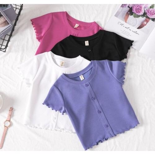 Teen Casual Short-sleeved T-shirt 2021 Summer New Childrens Cotton Loose Cotton t-shirt Girls Half-sleeved Short Top