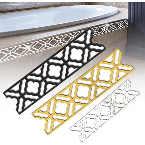 DIY Wall Sticker 3D Geometric Self-Adhesive Acrylic Wall Border Stickers for Room Geometric Baseboard Mirror Wall Sticker Waist