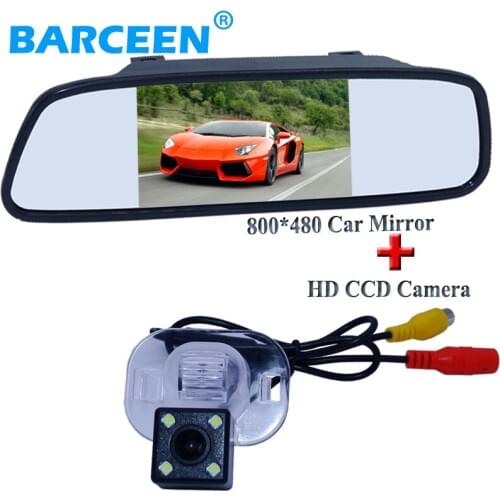 Wide view angle car rear rversing camera rain-proof with black car rear mirror 5" for KIA FORTE for Hyundai Verna Sloaris Sedan