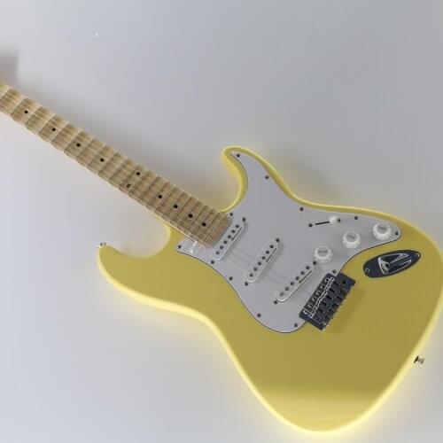 Dark Creamy Yellow Electric Guitar, Basswood Body with Groove Neck