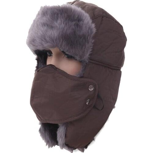 Thick Ushanka Mens WOMENS Winter Masks Hat Lining Full Velvet Wind-Resistant Waterproof Warm Small