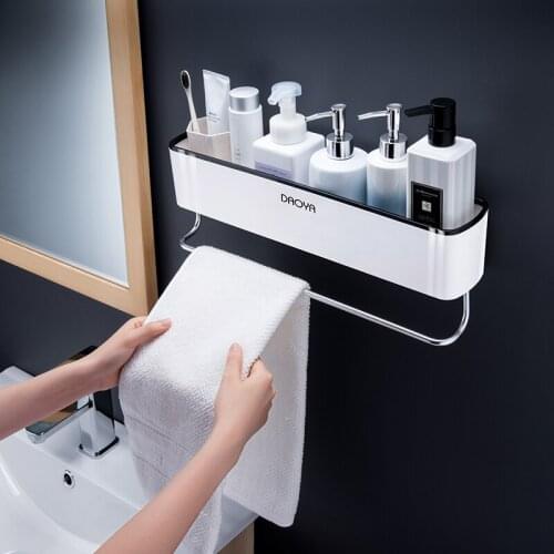 GIZILI Punch-Free ABS Bathroom Storage Rack Wall-Mounted Bathroom Rack Kitchen Shelf Towel Rack Storage Box Bathroom Accessories