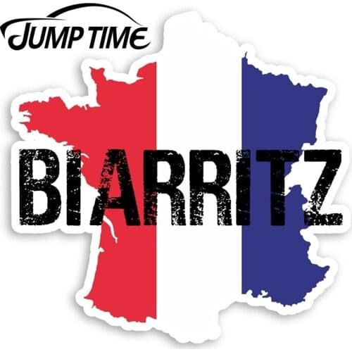 Jump Time for Biarritz Vinyl Stickers France Flag Fun Sticker Laptop Luggage Auto Bumper Motor Decal Waterproof Car Accessories