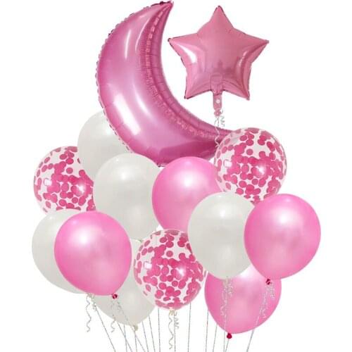 14pcs 36" Silver Gold Moon Star Foil Helium Balloons Kids Birthday Party Decoration Classic Toy Baby Shower Air Globos Balloon