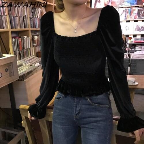 Черные блузки ZAWAHIKI China At AliExpress